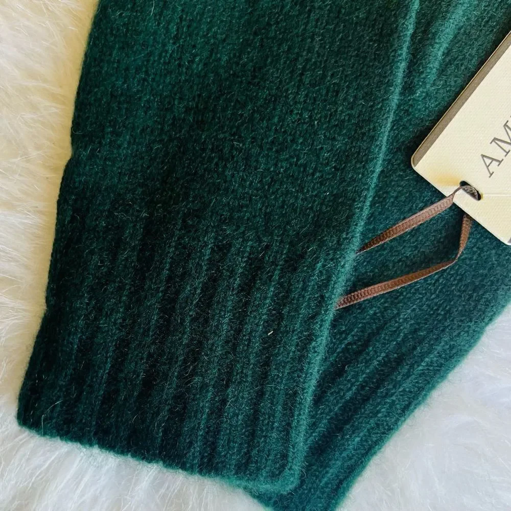 AMICALE Cashmere Touch Screen Tech Knit Gloves, Luxurious, 100%, Dark Green, NWT
